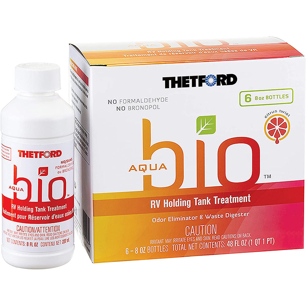 Thetford 96604 AquaBio RV Holding Tank Treatment - Citrus Twist Scent - 6-Pack of 8oz Bottles