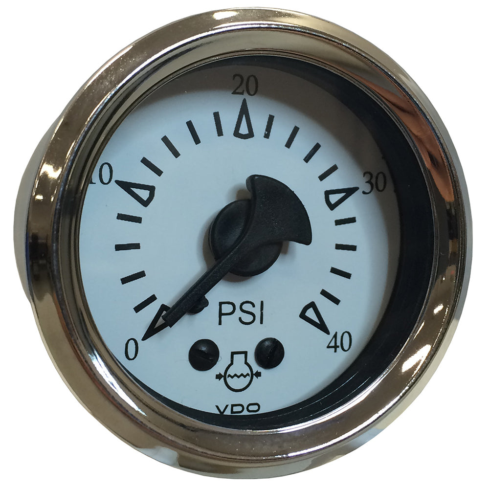 VDO 150-15283 Cockpit Marine 52MM (2-1/16") Mechanical Water Pressure Gauge - White Dial/Chrome Bezel