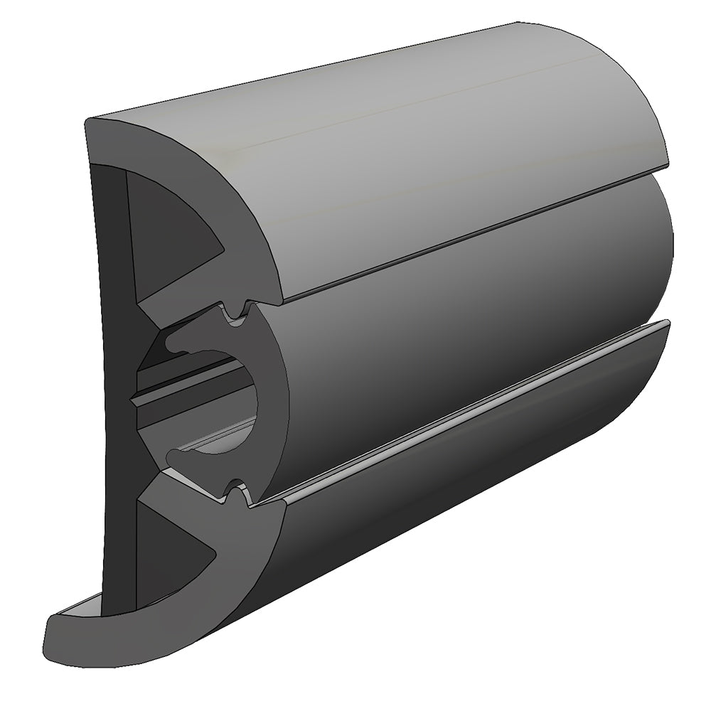 TACO V11-9990GRD80-2 SuproFlex Rub Rail Kit Gray w/Gray Insert - 2"H x 29/32"W x 80'L