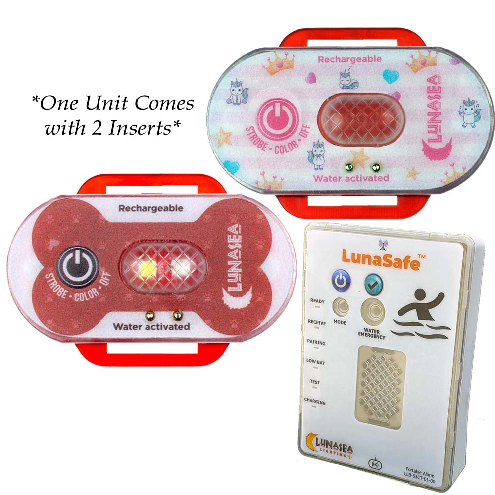 Lunasea LLB-63RB-E0-K1 Child/Pet Safety Water Activated Strobe Light w/RF Transmitter Portable Audio/Visual Receiver - Red Case