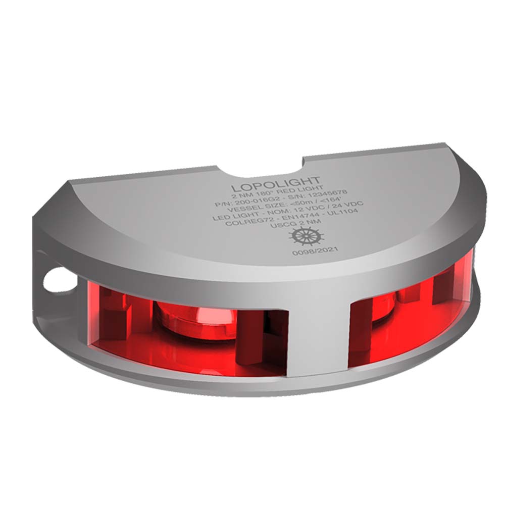 Lopolight 200-016G2 Series 200-016 - Navigation Light - 2NM - Vertical Mount - Red - Silver Housing