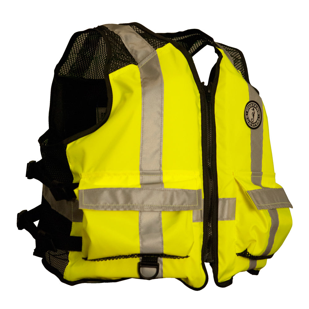 Mustang MV1254T3-239-XXL/XXXL-216 High Visibility Industrial Mesh Vest - Fluorescent Yellow/Green/Black - XXL/3XL