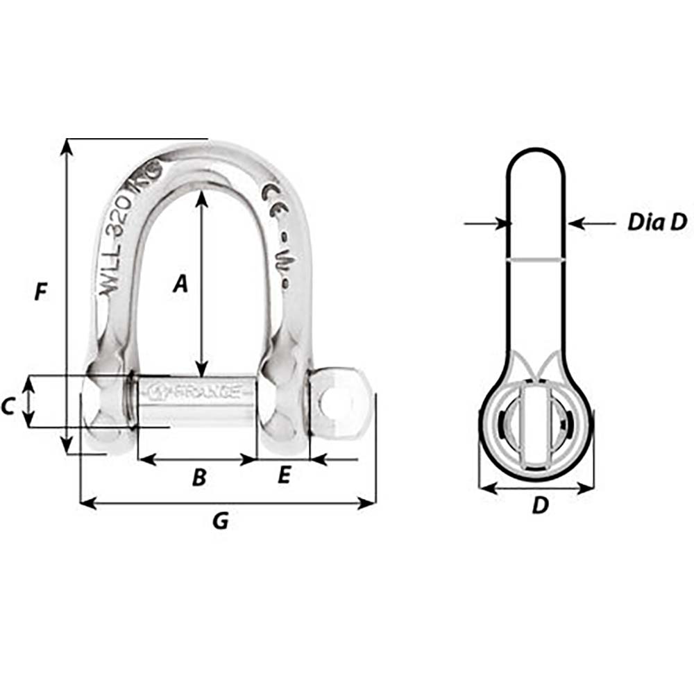 Wichard 1203W Self-Locking D Shackle - Diameter 6mm - 1/4"