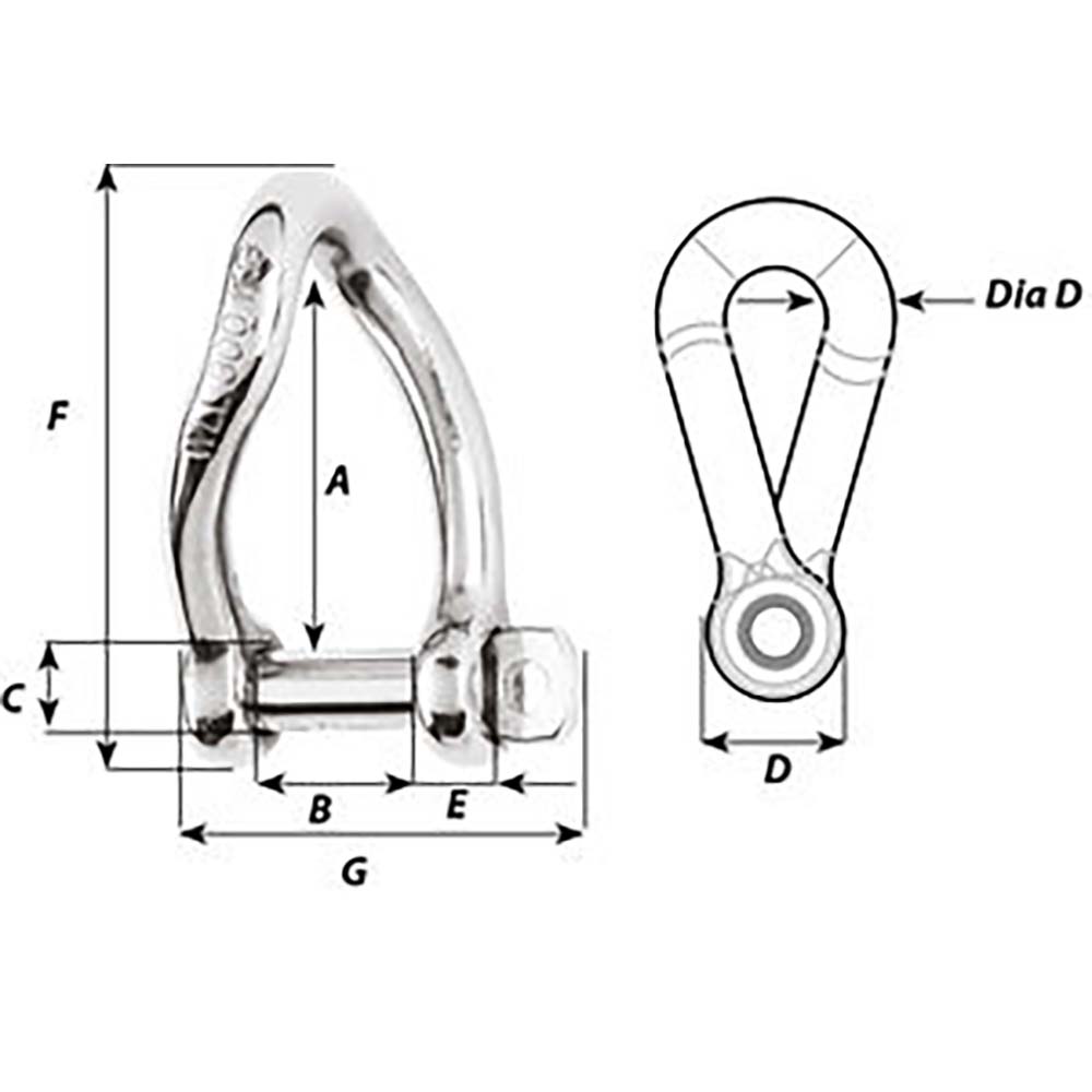 Wichard 1224W Self-Locking Twisted Shackle - Diameter 8mm - 5/16"
