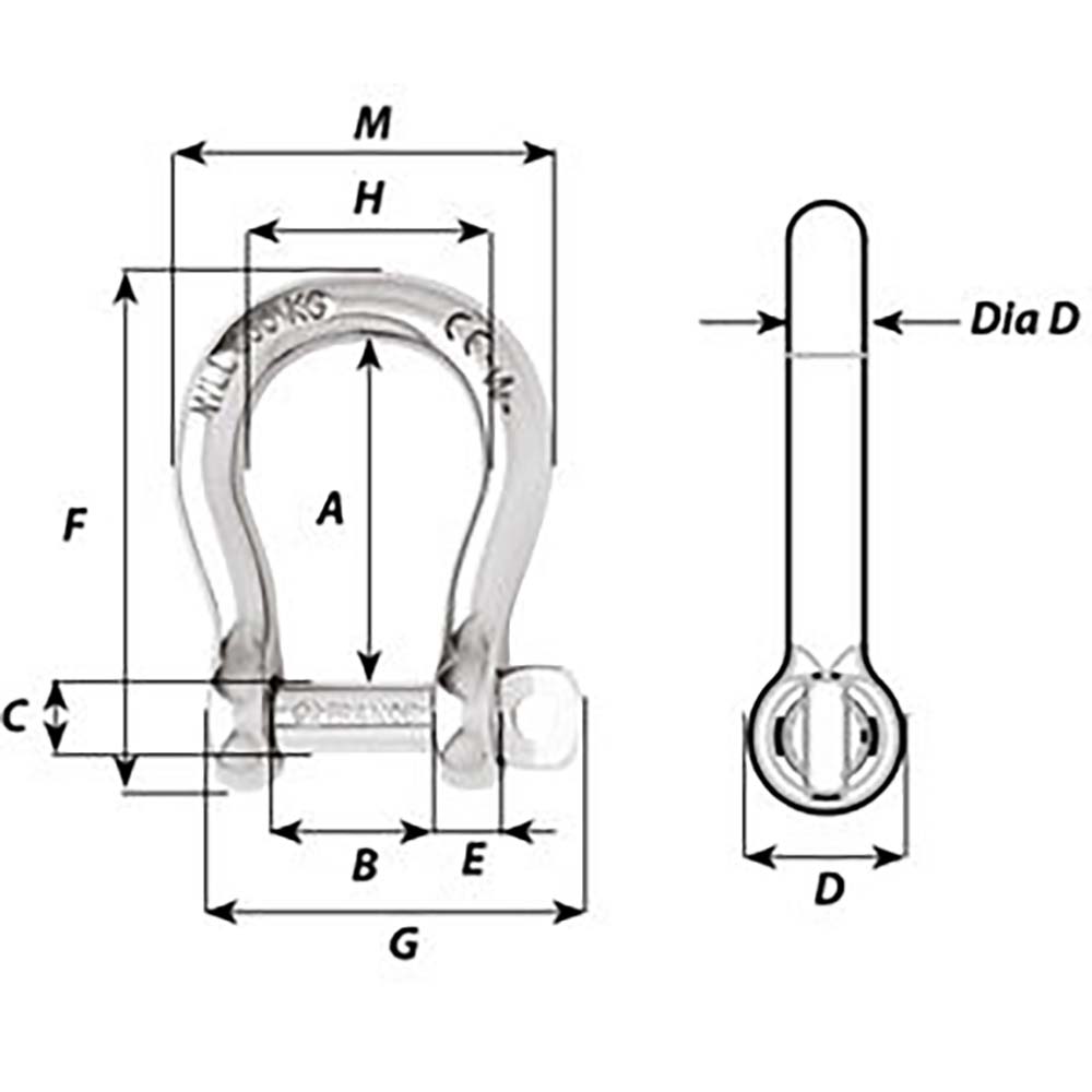 Wichard 1244W Self-Locking Bow Shackle - Diameter 8mm - 5/16"