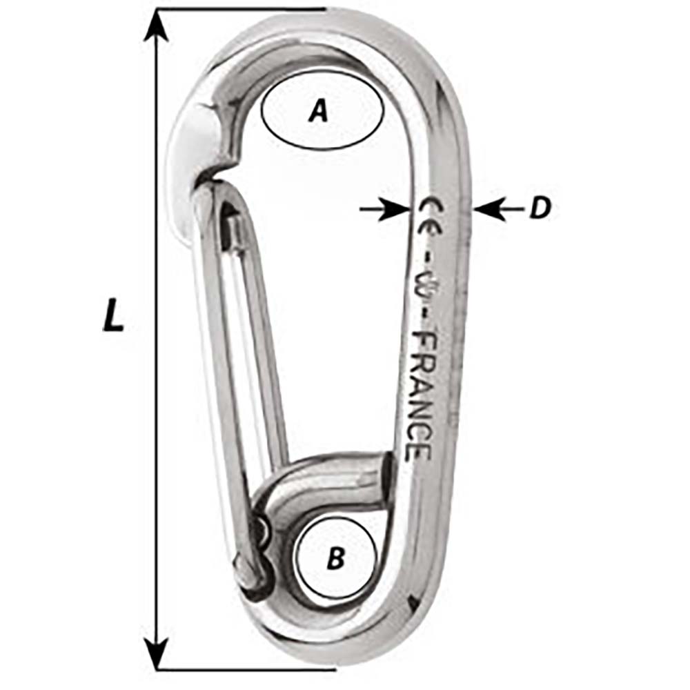 Wichard 2313W Symmetric Carbine Hook - Length 60mm - 1/4"