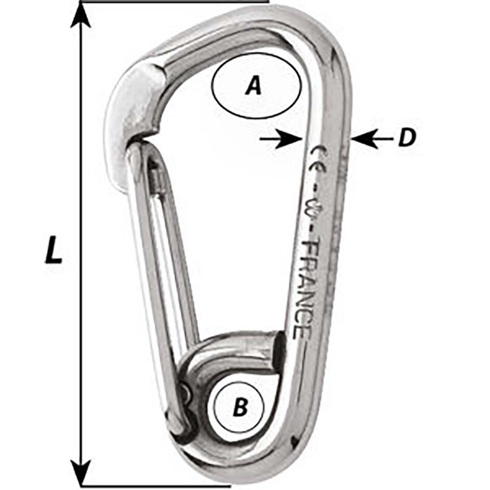 Wichard 2325W Asymmetric Carbine Hook - Length 80mm - 5/16"