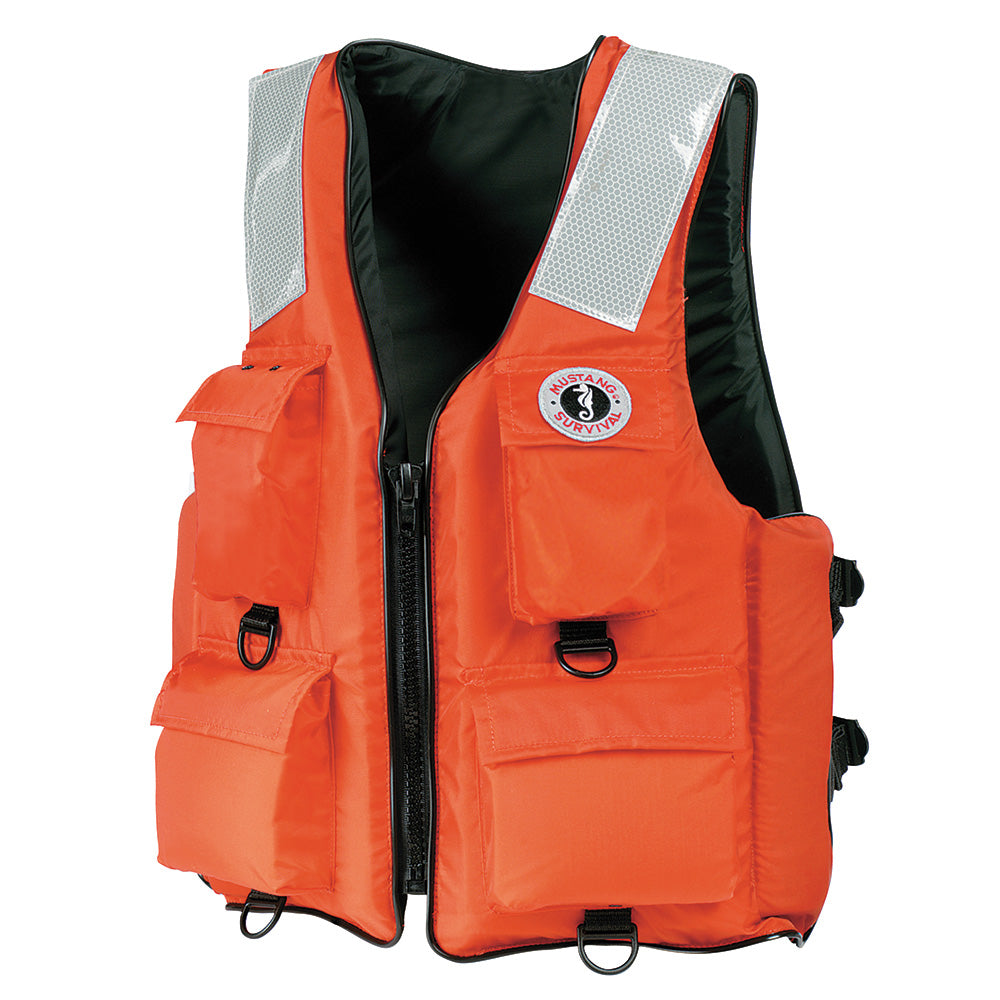 Mustang MV3128T2-2-S-216 4-Pocket Flotation Vest - Orange - Small