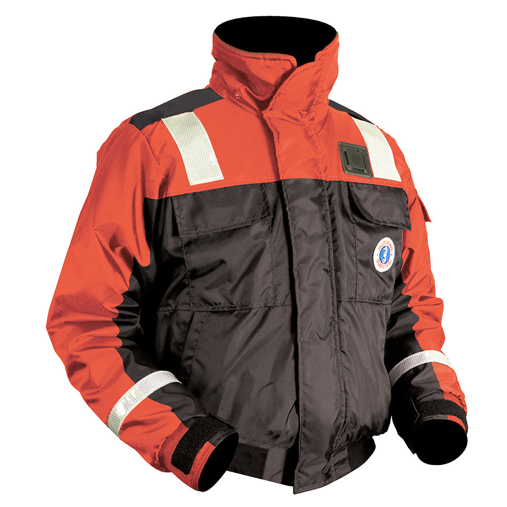 Mustang MJ6214T1-33-L-206 Classic Flotation Bomber Jacket w/Reflective Tape - Orange/Black - Large