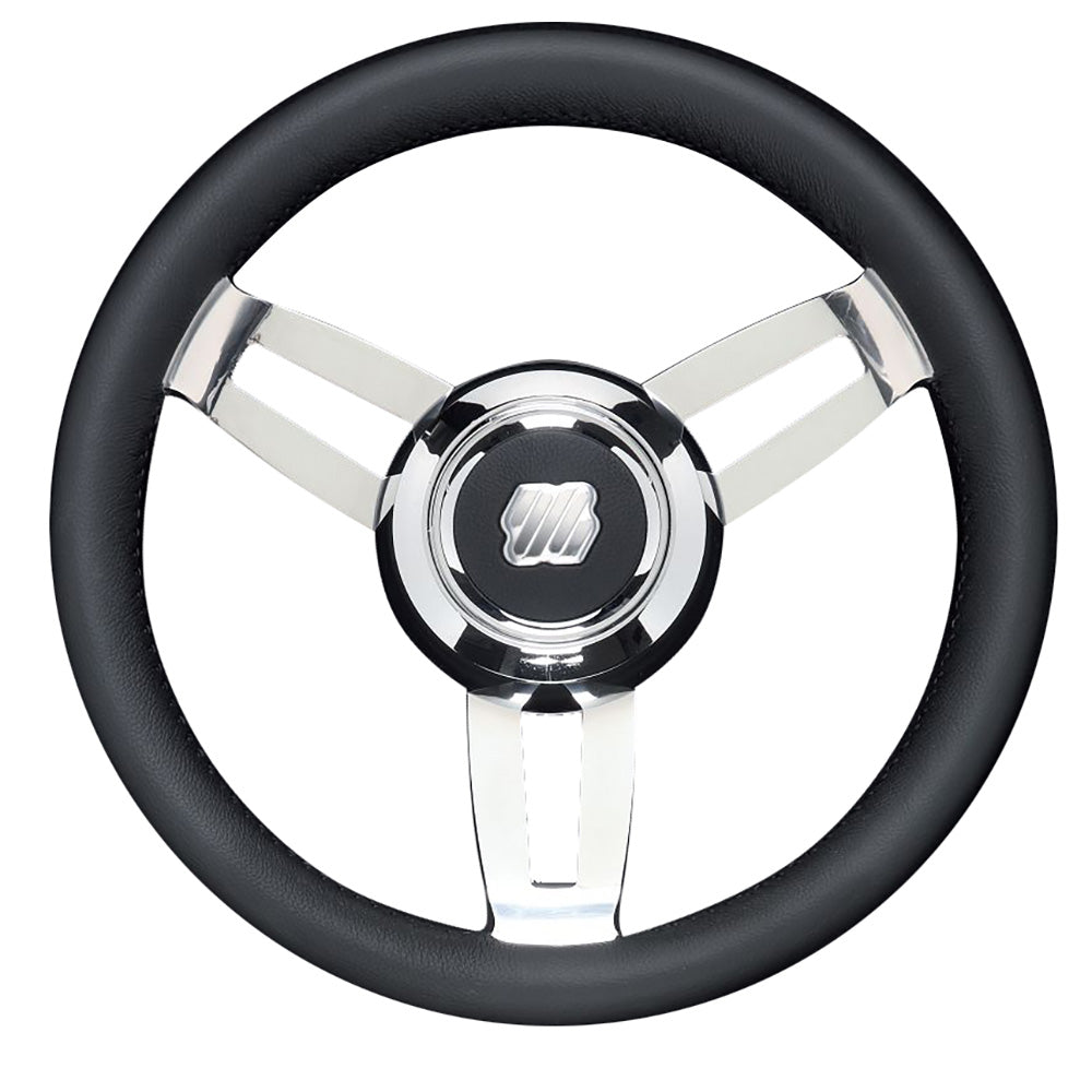 Uflex MOROSINI U/CH/B Morosini 13.8" Steering Wheel - Black Polyurethane w/Stainless Steel Spokes Chrome Hub