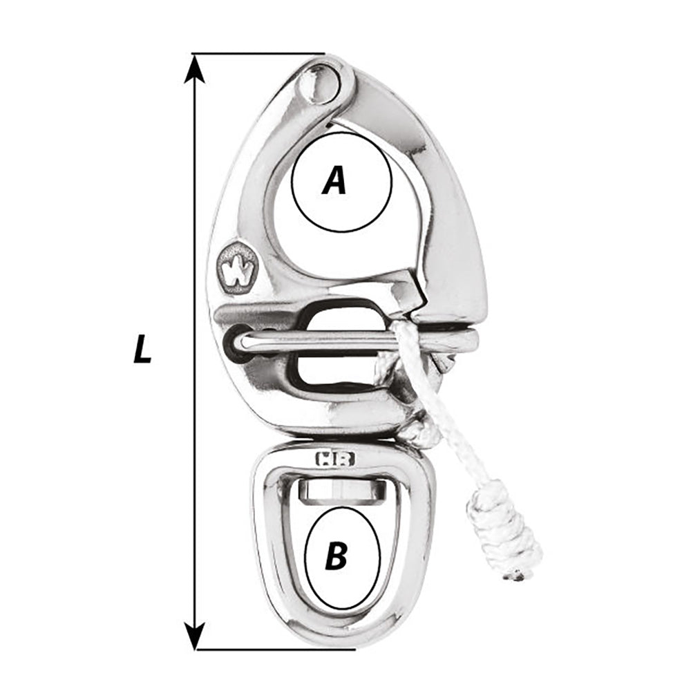 Wichard 2673W HR Quick Release Snap Shackle w/Swivel Eye - Length 2-3/4"