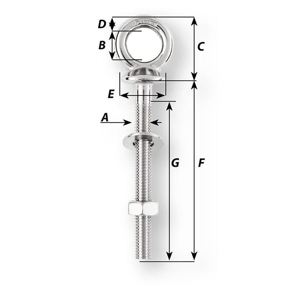 Wichard 6490W Eye Bolt - Diameter 15/32" - Length 1-9/16"