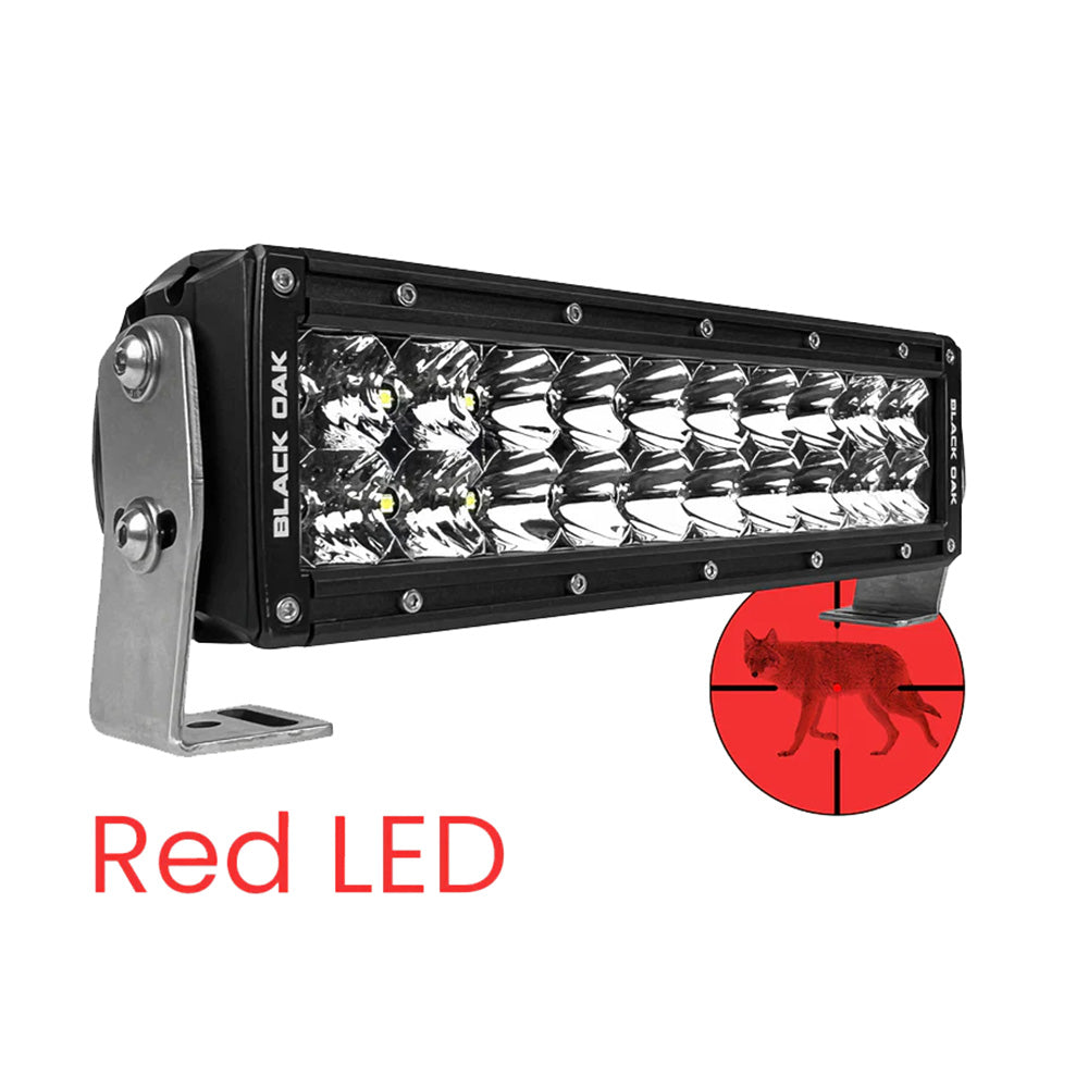 Black Oak 10R-D3OS 10" Red LED Predator Hunting Light Bar - Combo Optics - Black Housing - Pro Series 3.0
