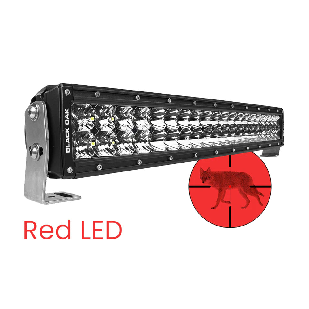 Black Oak 20CR-D3OS 20" Curved Double Row Red LED Predator Hunting Light Bar - Combo Optics - Black Housing - Pro Series 3.0