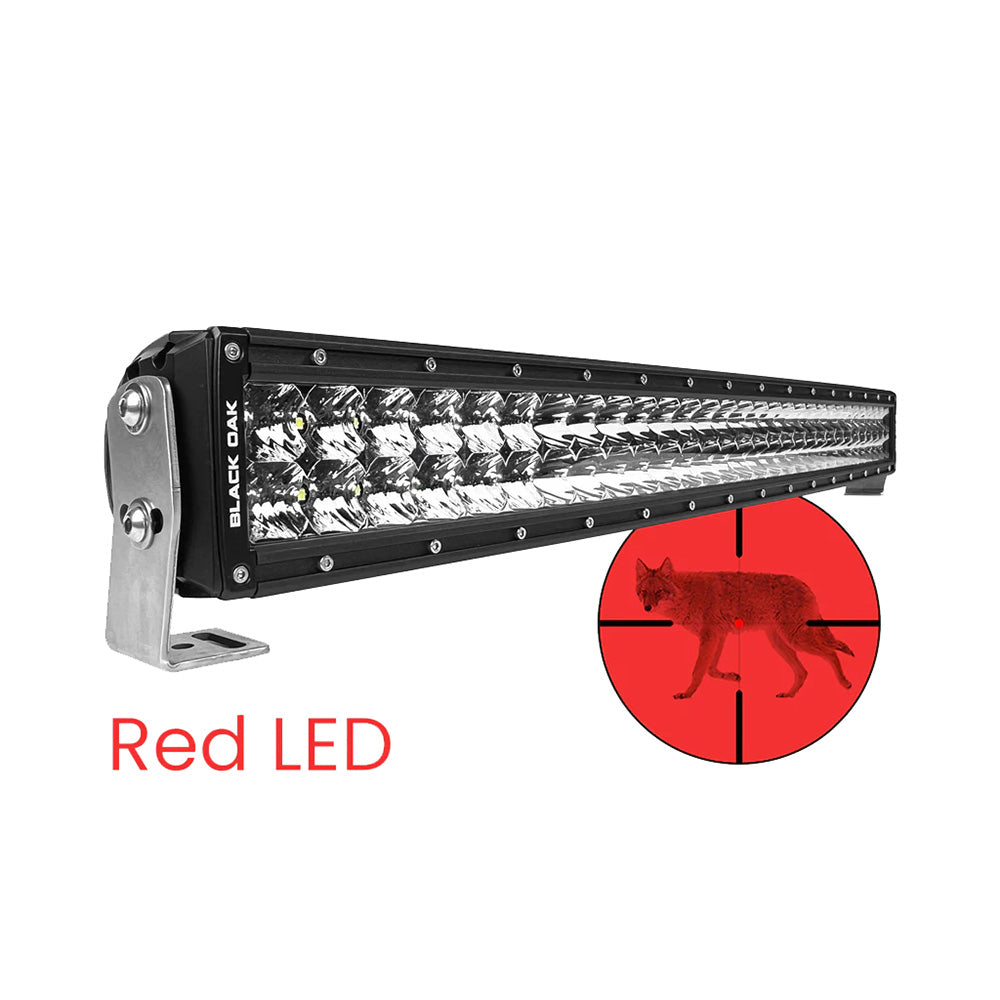 Black Oak 30CR-D3OS 30" Curved Double Row Red LED Predator Hunting Light Bar - Combo Optics - Black Housing - Pro Series 3.0