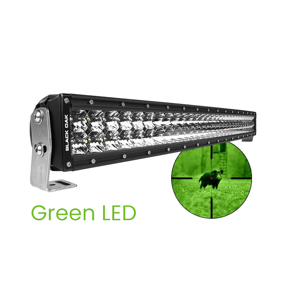 Black Oak 30CG-D3OS 30" Curved Double Row Green LED Hog Hunting Light Bar - Combo Optics - Black Housing - Pro Series 3.0