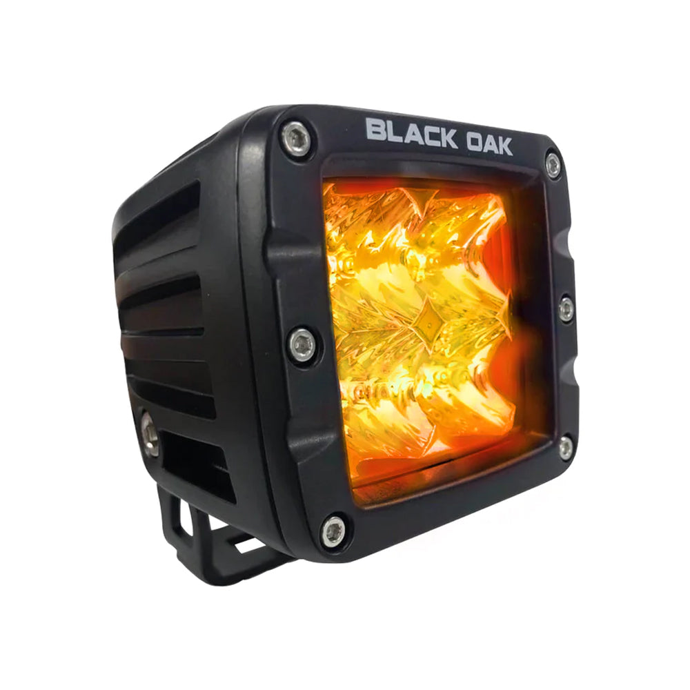 Black Oak 2A-POD30S 2" Amber LED Pod Light - Flood Optics - Black Housing - Pro Series 3.0