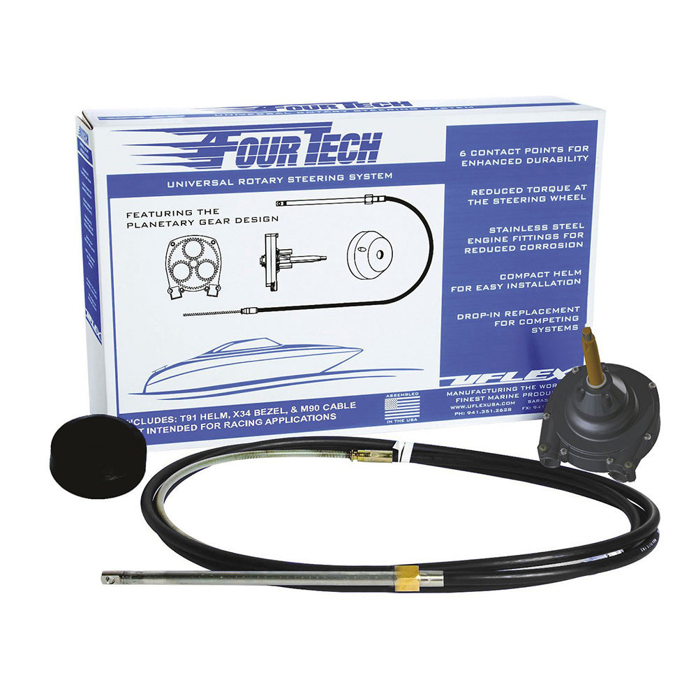Uflex FOURTECHBLK20 Fourtech 20' Black Mach Rotary Steering System w/Helm, Bezel Cable