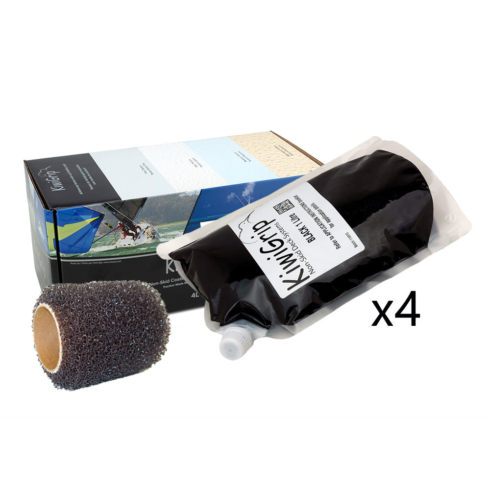 KiwiGrip KG-4BK-PR 4 - 1 Liter Pouches - Black with 4" Roller