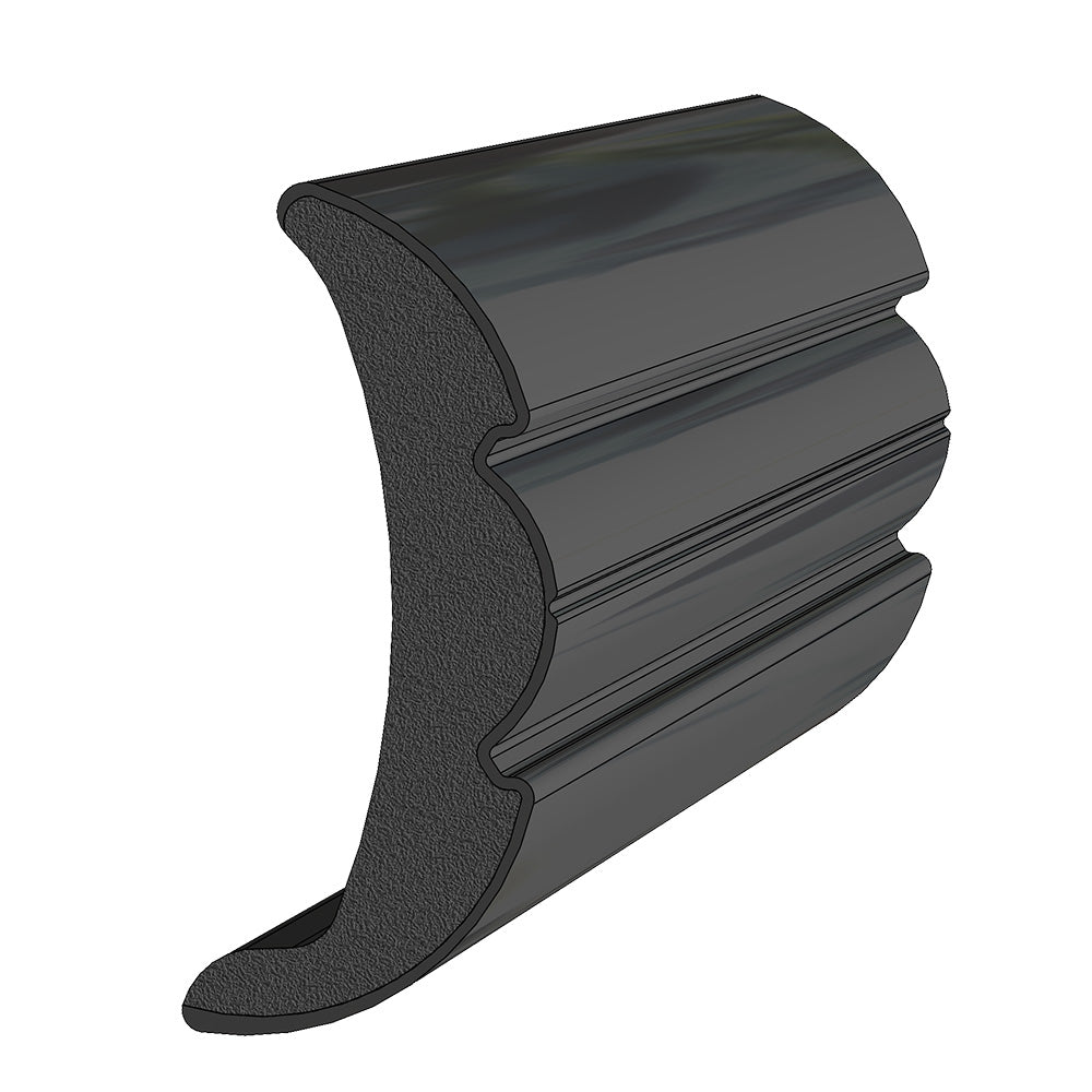TACO V21-9906BKA60D-1 Rigid Vinyl Flex-Core Rub Rail 2" x 7/8" - Black 60