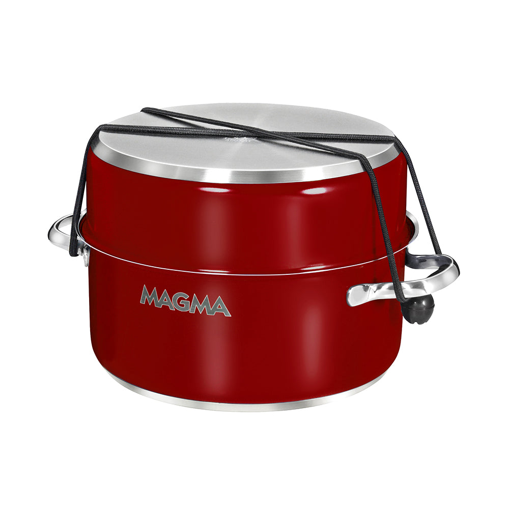 Magma A10-366-MR-2-IN Nestable 10 Piece Induction Non-Stick Enamel Finish Cookware Set - Magma Red