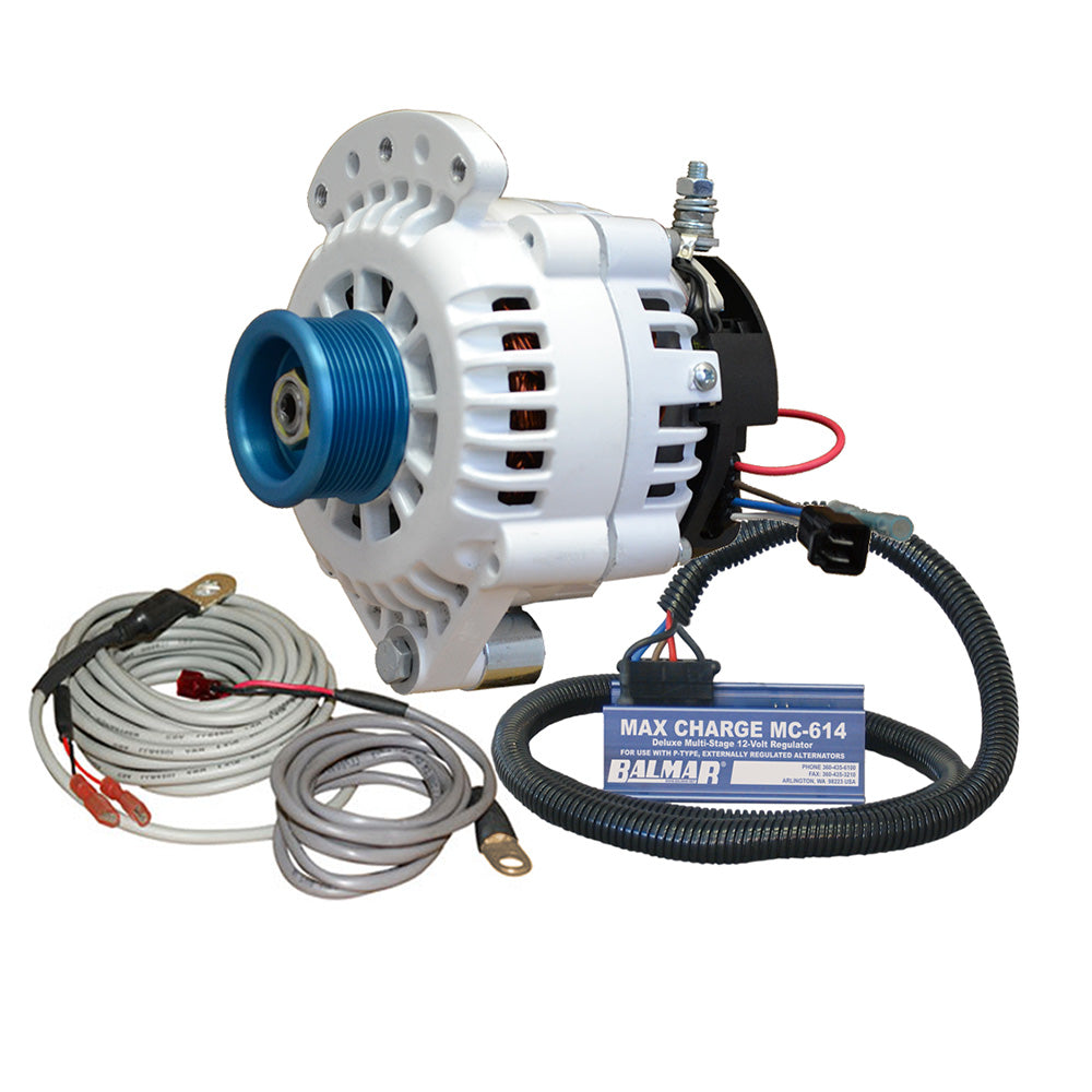 Balmar 621-VUP-MC-100-J10 Alternator 100 AMP Kit 12V 1-2" Single Foot Spindle Mount J10 Pulley Regulator Temp Sensor