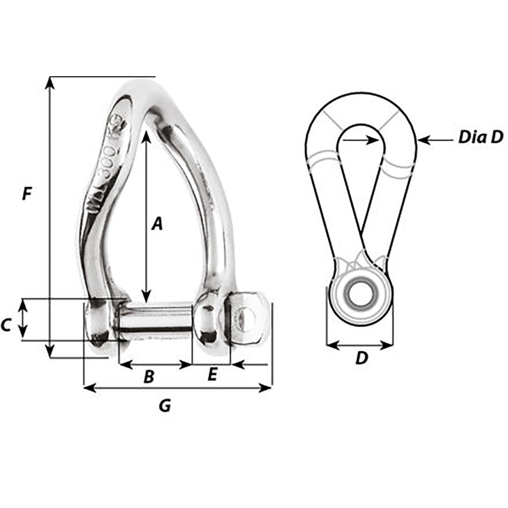 Wichard 1225W Self-Locking Twisted Shackle - 10mm Diameter - 13/32"
