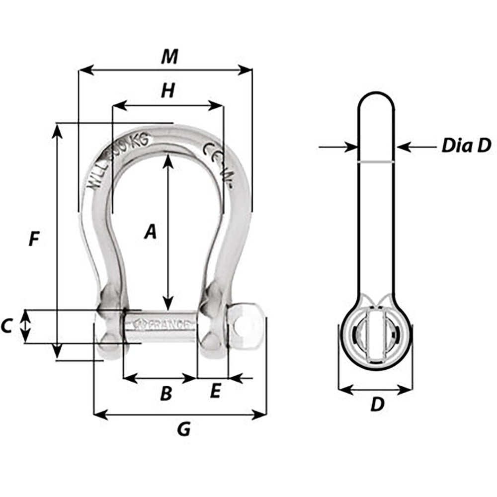 Wichard 1248W Not Self-Locking Bow Shackle - 20mm Diameter - 25/32"