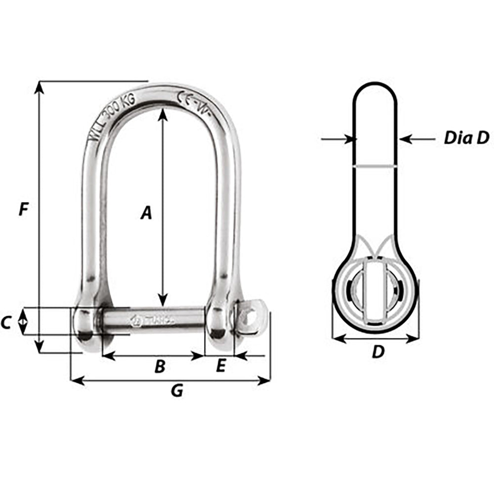 Wichard 1265W Self-Locking Large Opening Shackle - 10mm Diameter - 13/32"