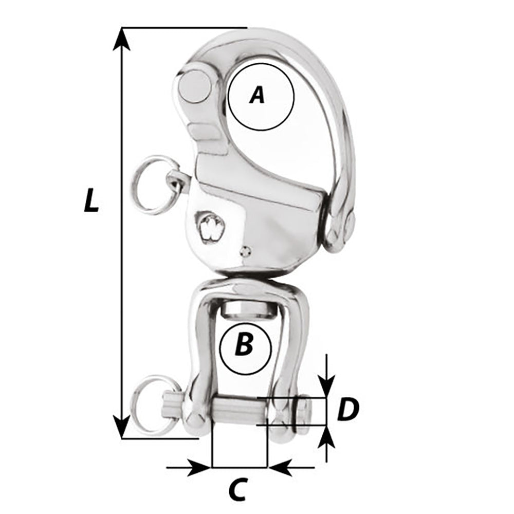 Wichard 2478W HR Snap Shackle With Clevis Pin Swivel - 120mm Length - 4-23/32"