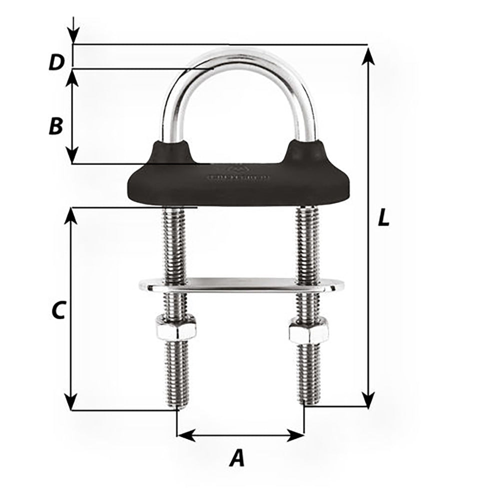 Wichard 65351W Black Watertight U-Bolt - 10mm Diameter - 25/64" - 90mm Length - 3-35/64"