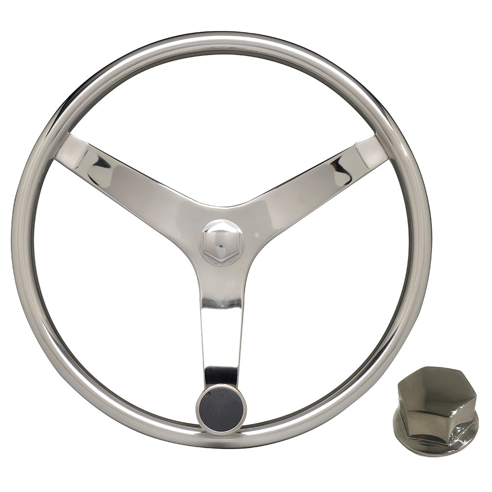 Uflex V46 KIT - V46 - 13.5" Stainless Steel Steering Wheel w/Speed Knob Chrome Nut