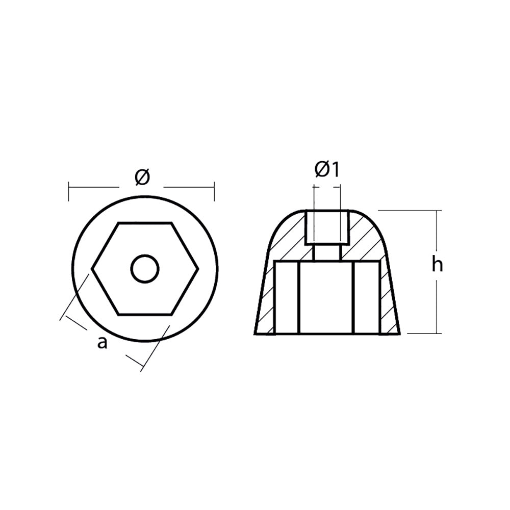 Tecnoseal 01051 Zinc Sidepower - Sleipner Propeller Nut Anode
