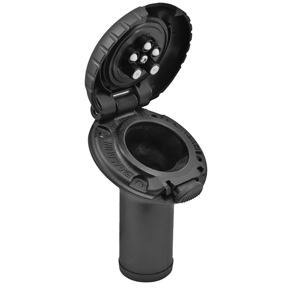 Attwood 99DFCCAB1S Deck Fill f/Carbon Canister System - Angled Body Scalloped Black Plastic Cap