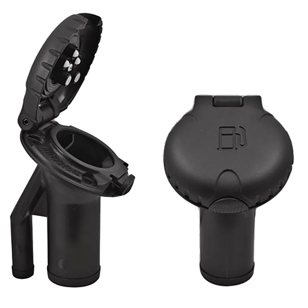 Attwood 99DFPVAB1S Deck Fill f/Pressure Relief Systems - Angled Body Scalloped Black Plastic Cap
