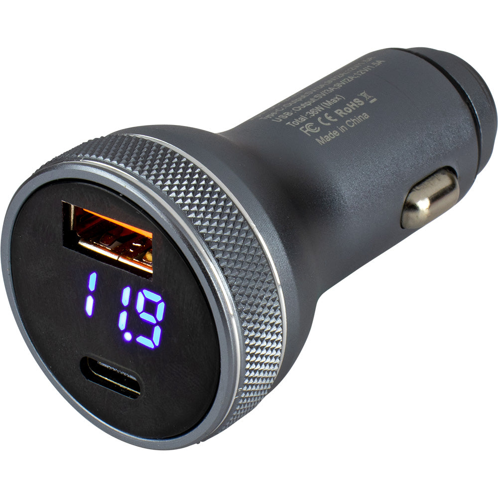 Sea-Dog 426514-1 Round USB USB-C Power Plug w/Voltmeter