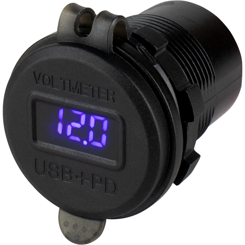 Sea-Dog 426518-1 Round USB USB-C Power Socket w/Hidden Voltmeter