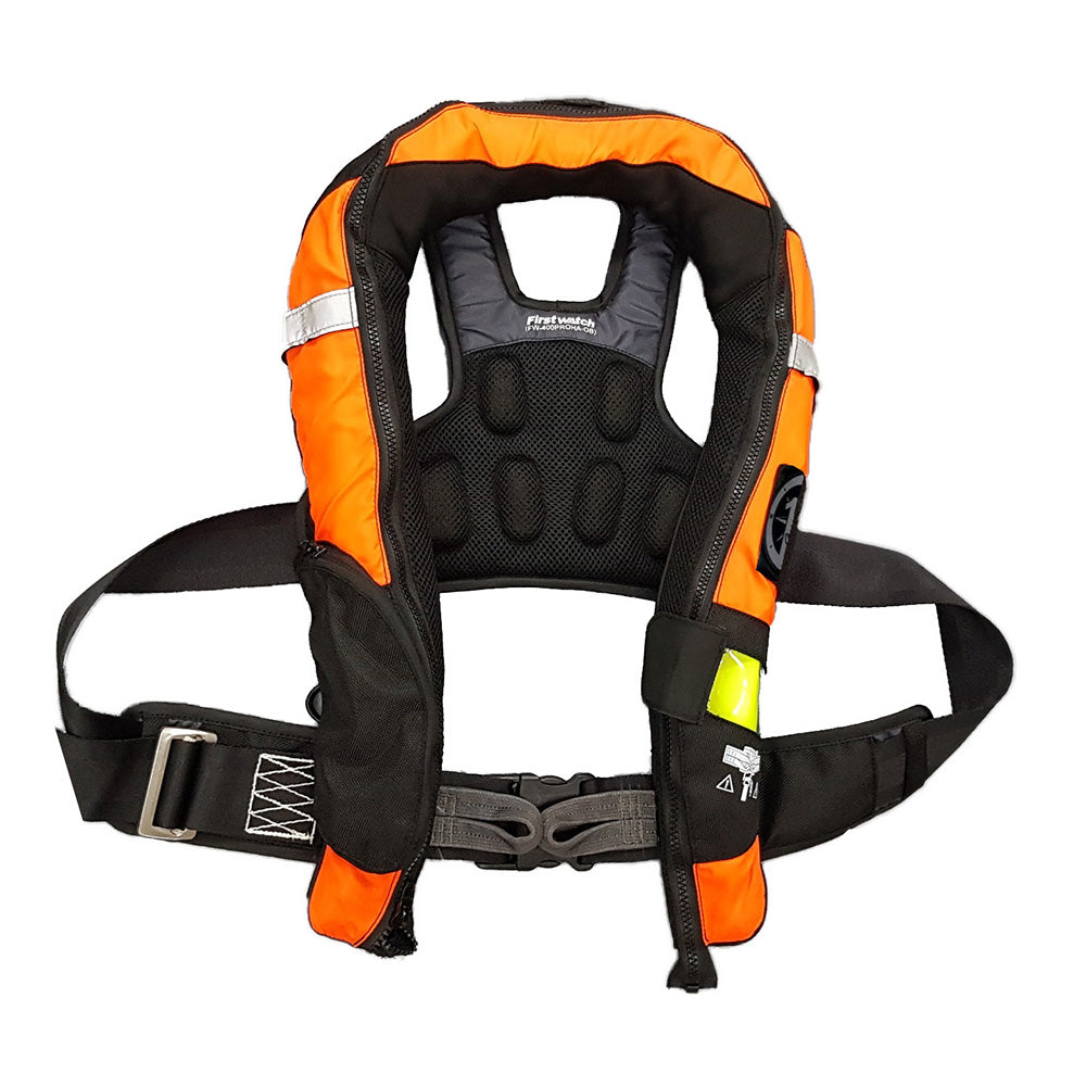 First Watch FW-40PROHA-OB FW-40PRO Ergo Auto Inflatable PFD w/Harness - Hi-Vis Orange Black