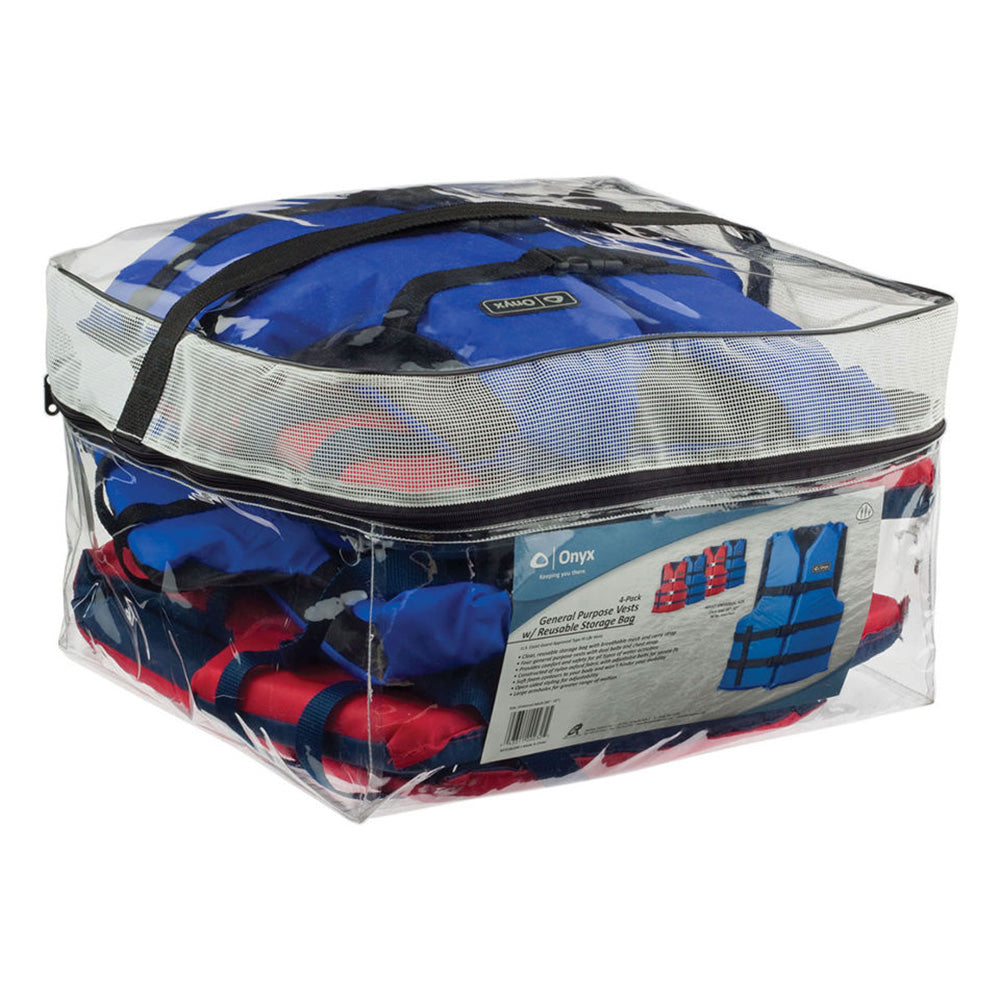 Onyx 103200-999-004-12 Adult General Purpose Life Vests - 4-Pack (2 Red, 2 Blue)
