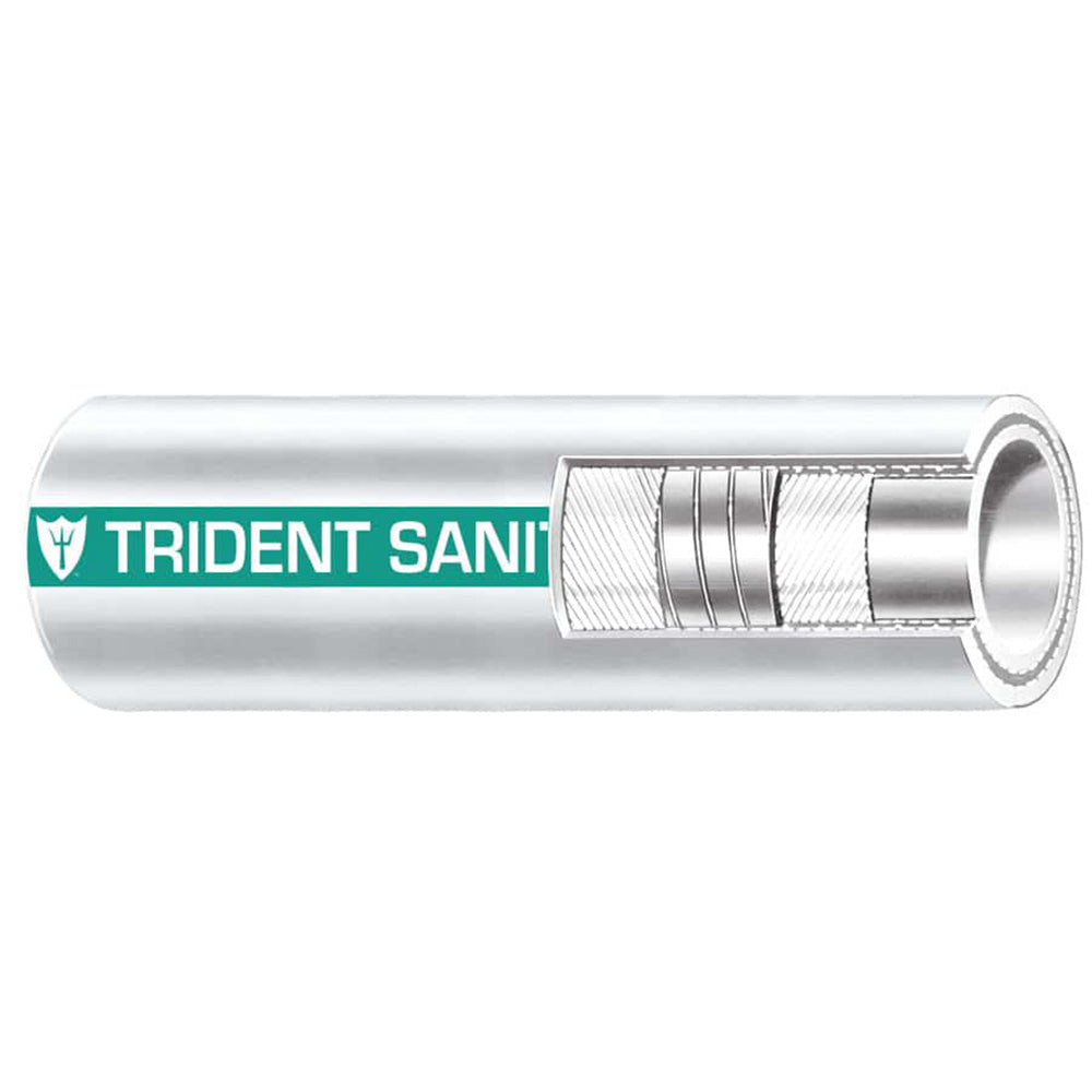 Trident Marine 102-1126 1-1/2" x 50 Coil Premium Marine Sanitation Hose - White w/Green Stripe