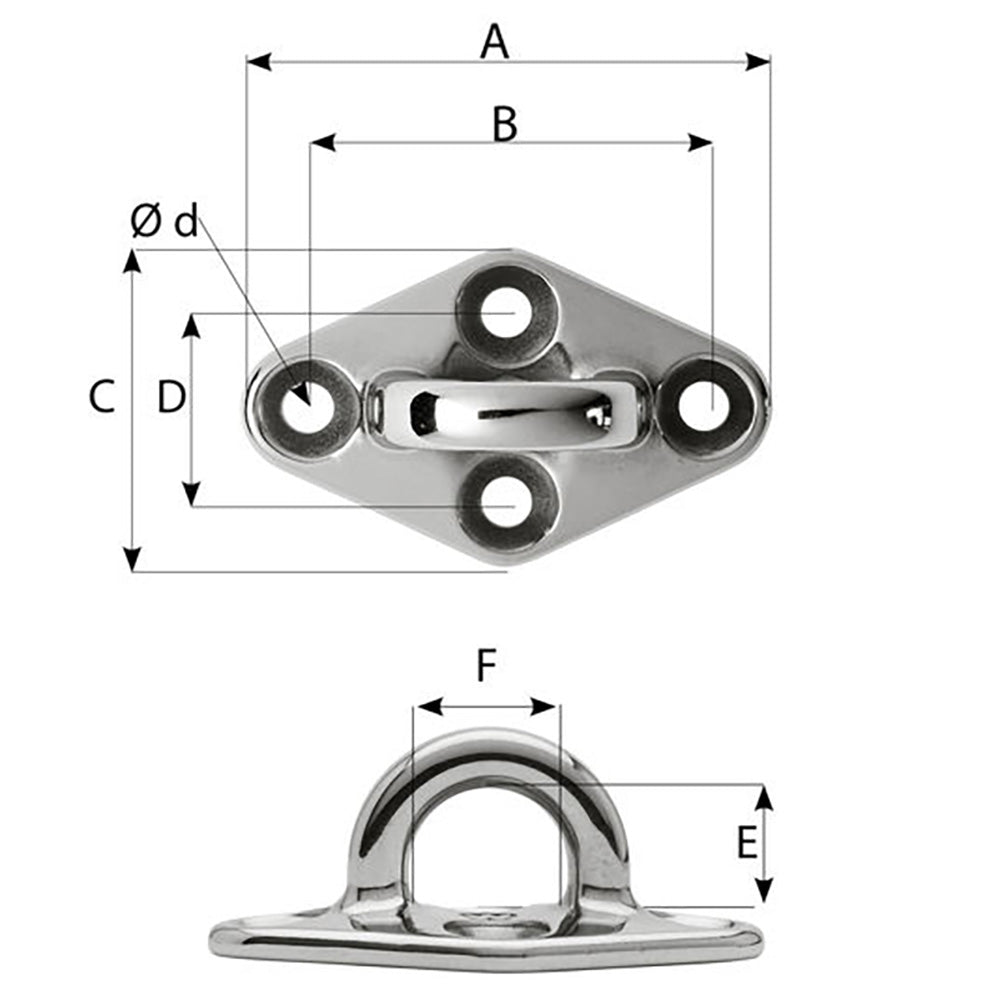 Wichard 6646W Diamond Pad Eye - Round - 98mm Length (3-55/64") - M8 Screw