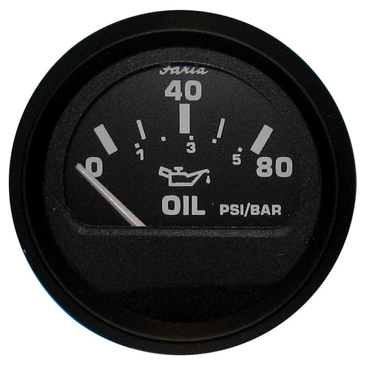 Faria 12803 Euro Black 2" Oil Pressure Gauge (80 PSI)