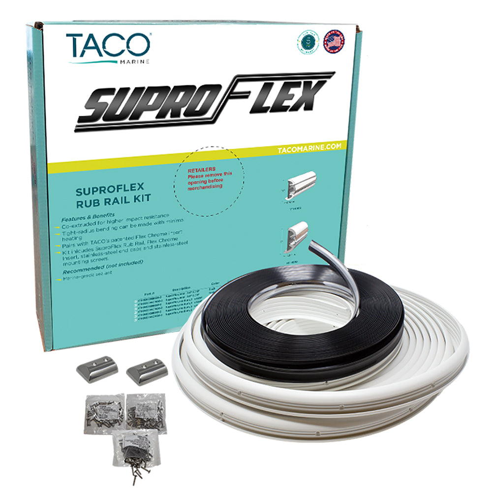 TACO SuproFlex Rub Rail Kit - White with Flex Chrome Insert - 2"H x 29/32"W x 60'L [V11-9990WCM60-2]