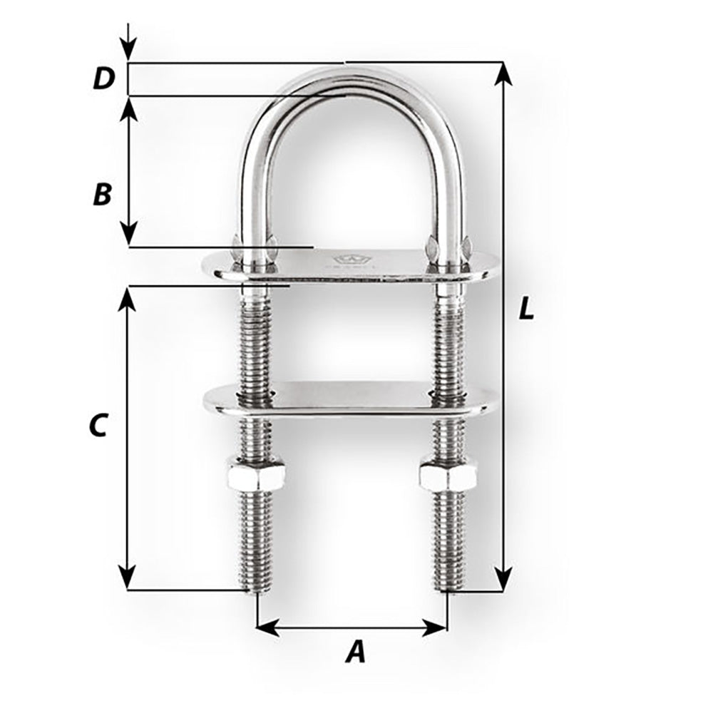 Wichard U-Bolt Pad Eye - 10mm Diameter - 25/64" - 110mm Length - 4-21/64" [6525W]